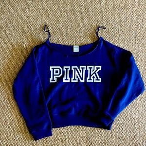 Off the shoulder navy pink sweatshirt